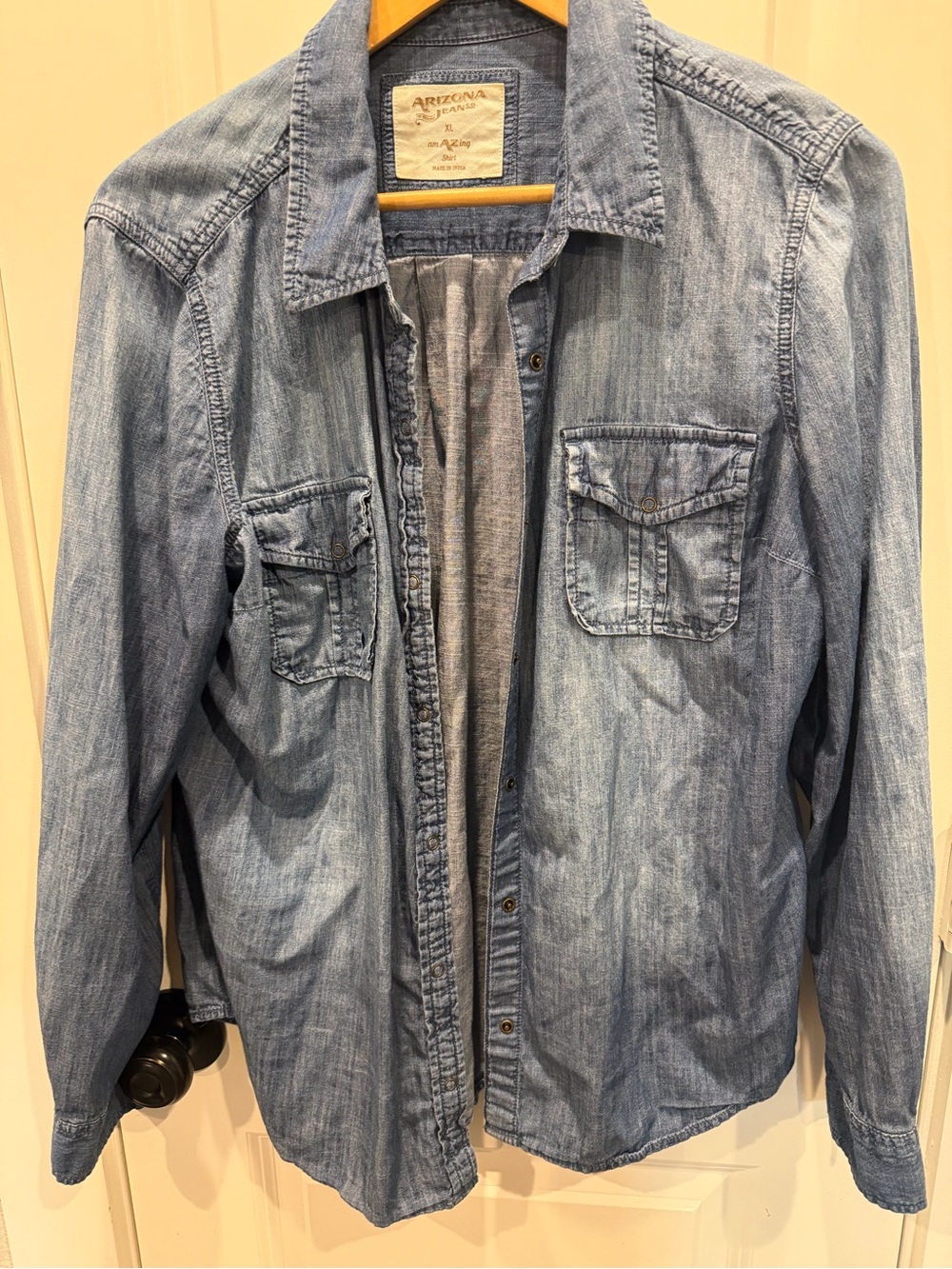 Arizona Jean Company Blue Denim Button-Up Shirt